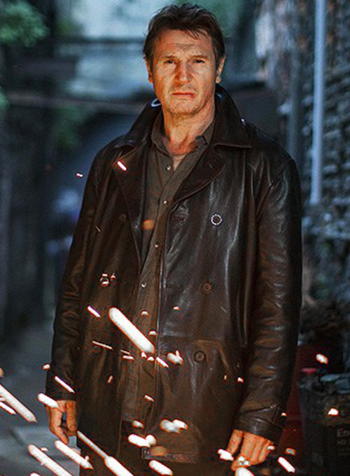 Liam Neeson Taken 2 Leather Trench Coat - Click Image to Close