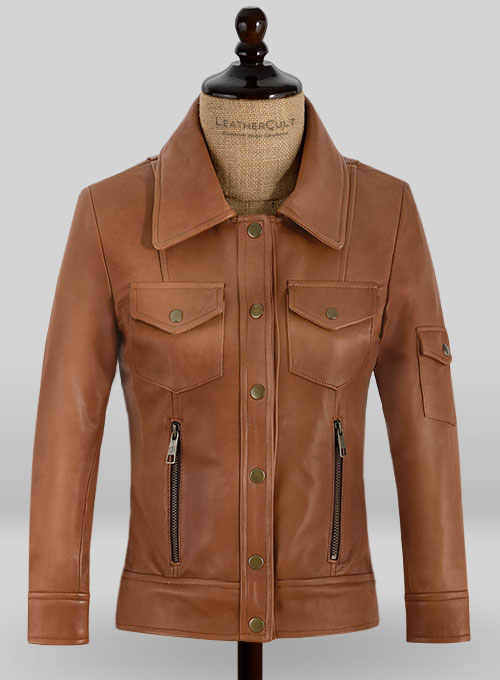 (image for) Log Cabin Brown Gigi Hadid Leather Jacket - Click Image to Close