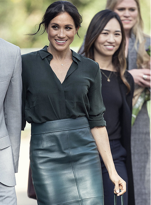 Meghan Markle's Latest Look? An Under-$100 Top and Leather Pencil Skirt