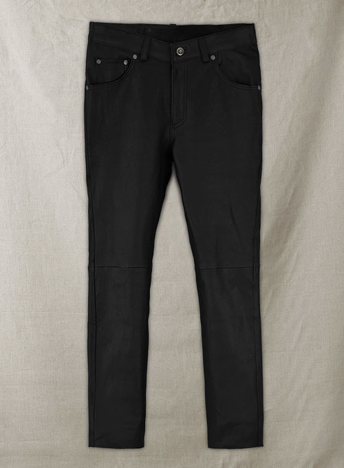 Black Stretch Leather Jeans