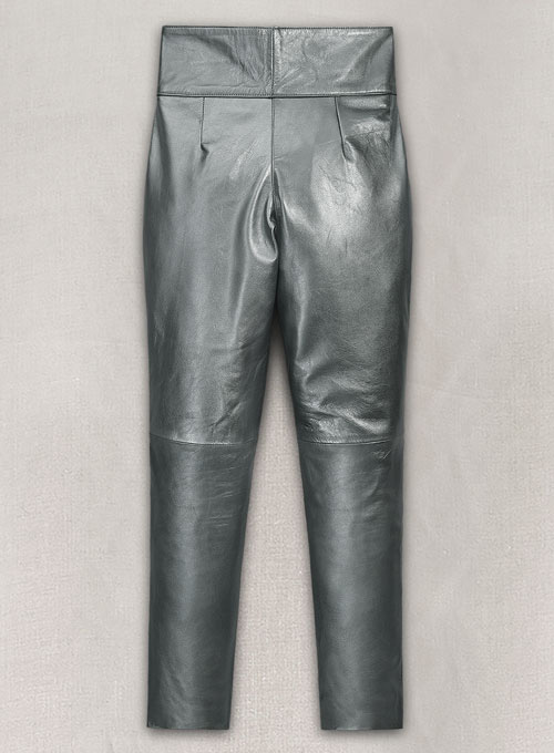 (image for) Metallic Lurex Gray Carey Mulligan Leather Pants - Click Image to Close