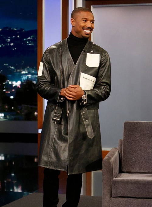 (image for) Michael B Jordan Leather Long Coat - Click Image to Close