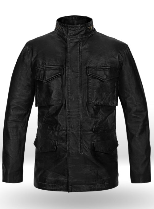 Black leather best sale field jacket