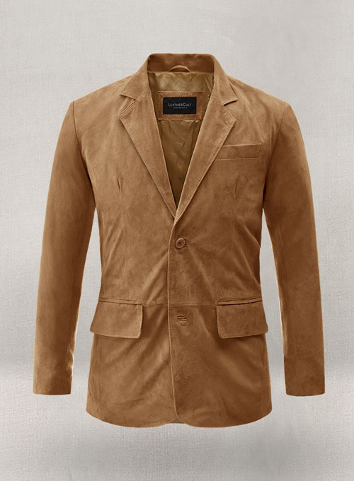(image for) Oak Brown Suede Leather Blazer - Click Image to Close