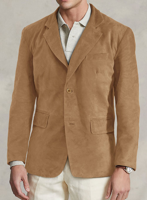 (image for) Oak Brown Suede Leather Blazer - Click Image to Close