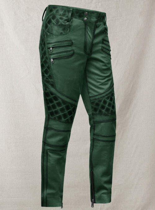 (image for) Outlaw Burnt Green Leather Pants - Click Image to Close