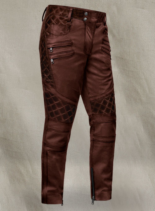 Outlaw Burnt Maroon Leather Pants : LeatherCult: Genuine Custom