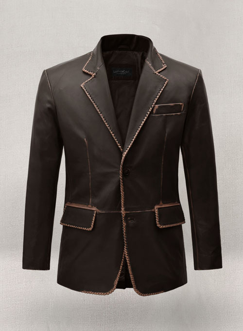 Rubbed Brown Medieval Leather Blazer