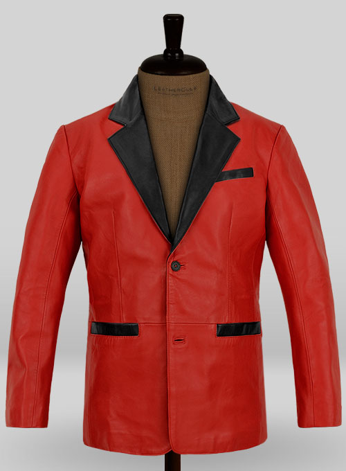 (image for) Red Hampton Leather Blazer - Click Image to Close