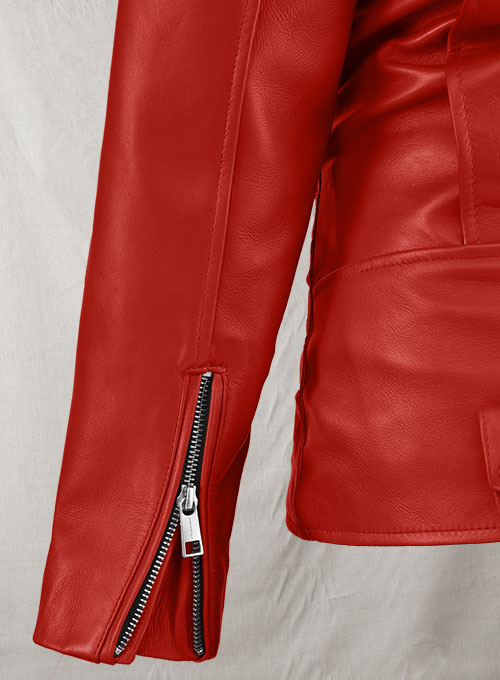 Red Kylie Jenner Leather Jacket - Click Image to Close