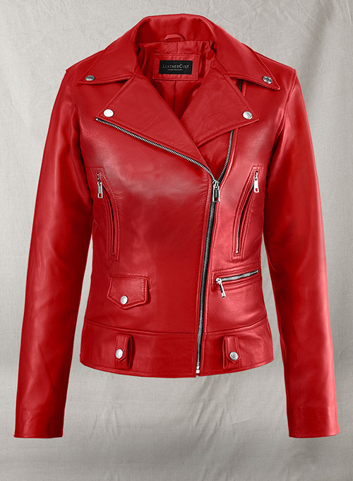(image for) Red Kylie Jenner Leather Jacket - Click Image to Close