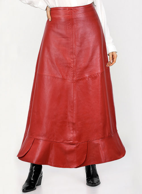 Leather midi outlet skirt red