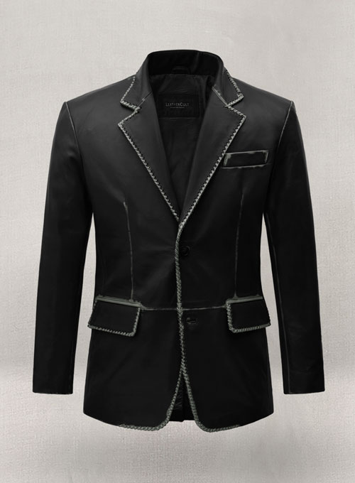 (image for) Rubbed Black Medieval Leather Blazer - Click Image to Close