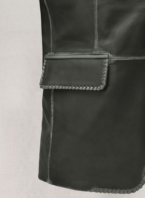 (image for) Rubbed Charcoal Medieval Leather Blazer - Click Image to Close