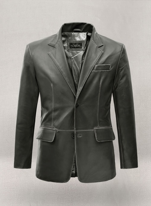 (image for) Rubbed Charcoal Leather Blazer