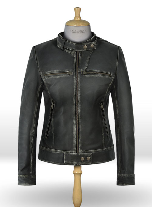(image for) Rubbed Charcoal Leather Jacket # 217 - Click Image to Close