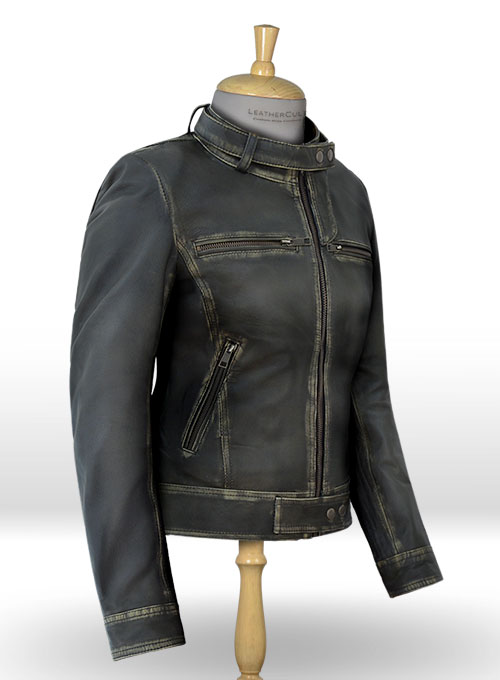 (image for) Rubbed Charcoal Leather Jacket # 217