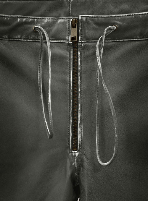 (image for) Rubbed Charcoal Ricky Martin Leather Pants - Click Image to Close