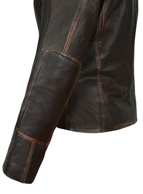 Rubbed Dark Brown Washed Alicia 88 Minutes Leather Jacket - Click Image to Close