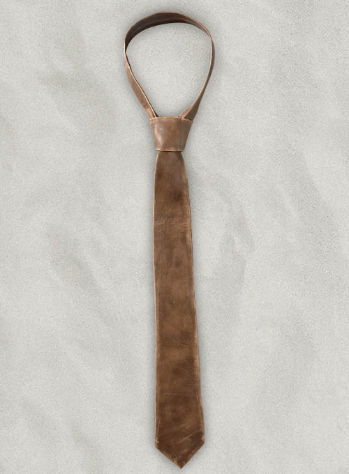 (image for) Rubbed Espanol Timber Brown Leather Tie - Click Image to Close