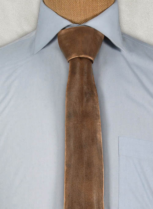 (image for) Rubbed Espanol Timber Brown Leather Tie - Click Image to Close