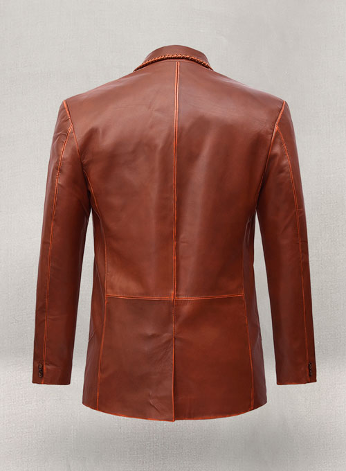 (image for) Rubbed Tan Brown Medieval Leather Blazer - Click Image to Close