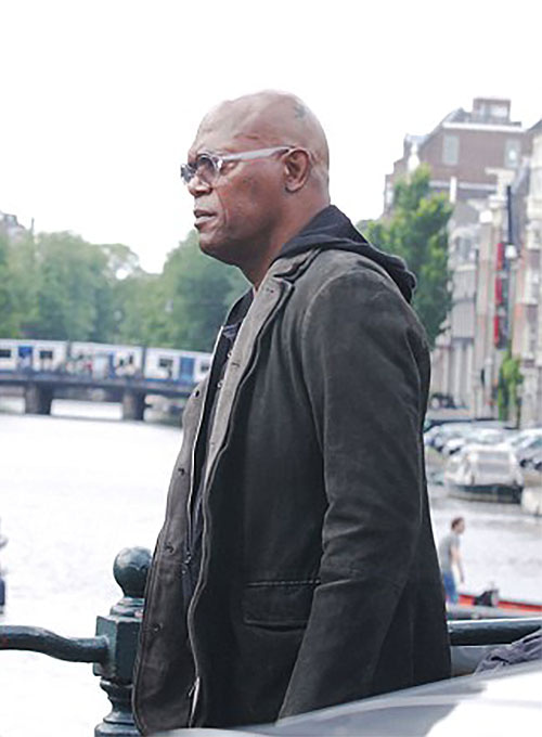 (image for) Samuel Jackson The Hitman's Wife's Bodyguard Leather Blazer - Click Image to Close