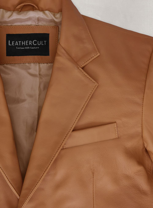 (image for) Soft Bella Brown Leather Blazer - Click Image to Close