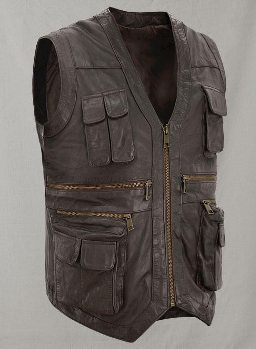 (image for) Soft Louis Brown Washed & Wax Chris Pratt Jurassic World Vest - Click Image to Close