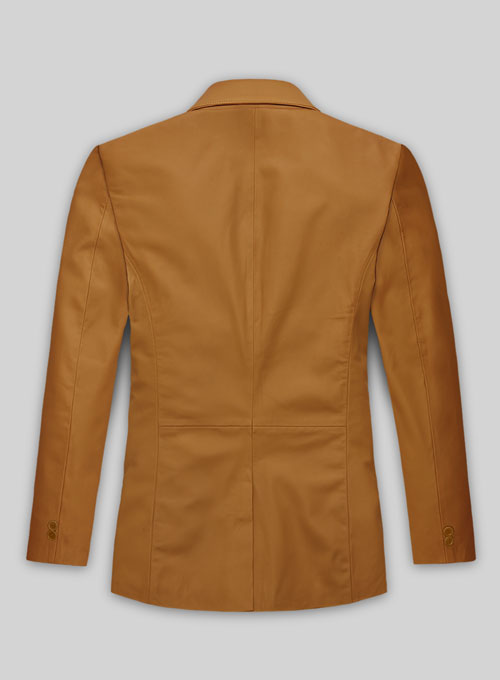 (image for) Soft Caramel Brown Leather Blazer - Click Image to Close
