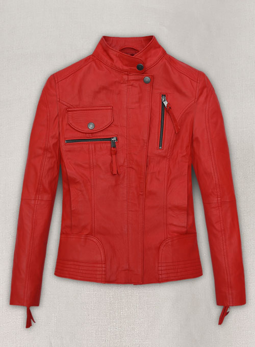 (image for) Soft Blood Red Washed and Wax Leather Jacket # 520 - Click Image to Close