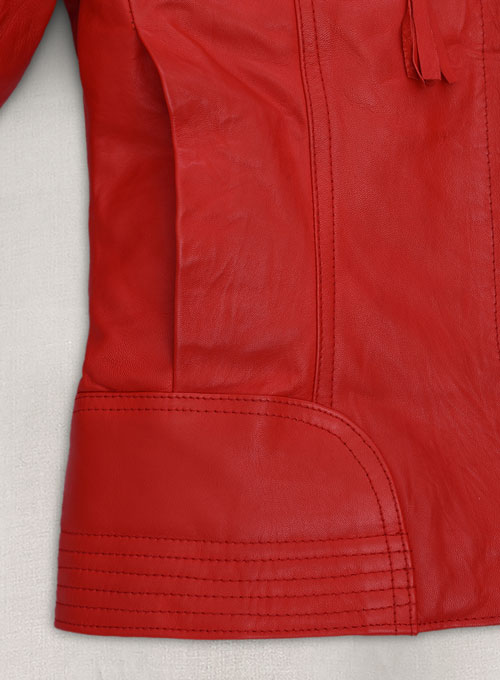 (image for) Soft Blood Red Washed and Wax Leather Jacket # 520 - Click Image to Close