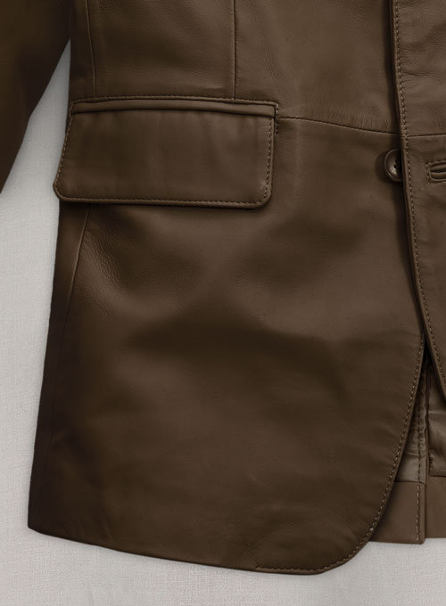 (image for) Soft Scottish Brown Leather Blazer - Click Image to Close