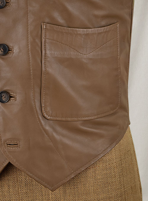 (image for) Shawl Lapel Leather Vest - Click Image to Close