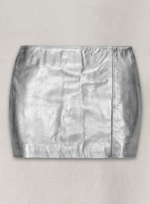 (image for) Silver Adjustable Slit Leather Skirt - Click Image to Close