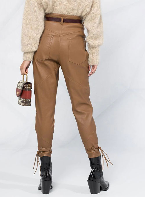 Skinny Bottom Lace Leather Pants