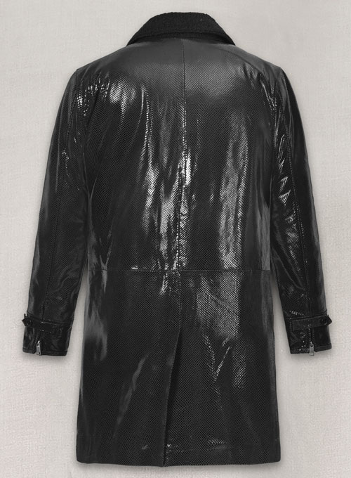 (image for) Snake Emboss Black Tom Hardy Dark Knight Leather Trench Coat - Click Image to Close