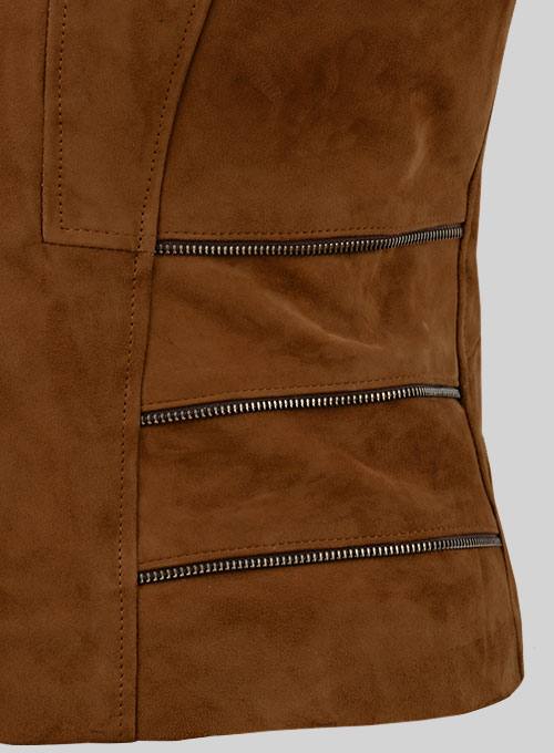 Soft Caramel Brown Suede Leather Jacket # 521 - Click Image to Close