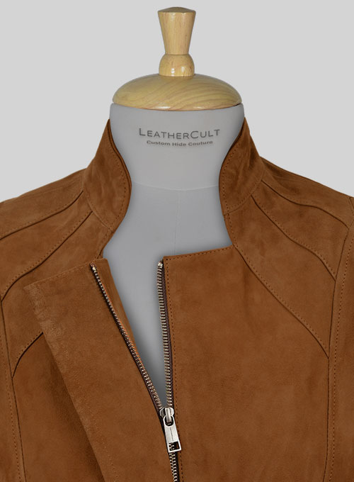 (image for) Soft Caramel Brown Suede Leather Jacket # 521 - Click Image to Close