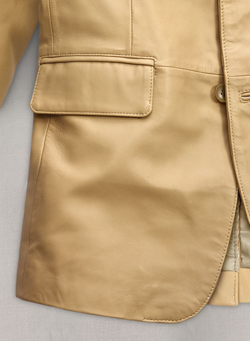 (image for) Soft Dark Beige Leather Blazer - Click Image to Close