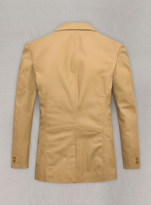 (image for) Soft Dark Beige Leather Blazer - Click Image to Close