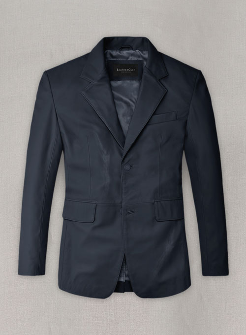 (image for) Soft Deep Blue Leather Blazer