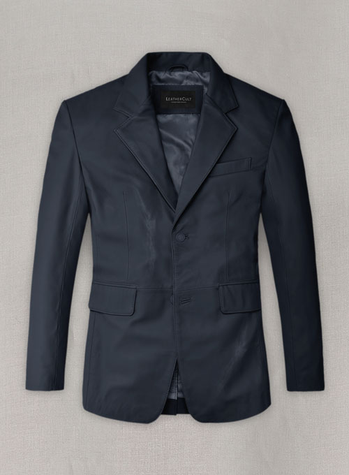 Soft Deep Blue Leather Blazer : LeatherCult: Genuine Custom Leather ...