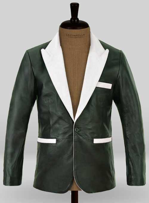 (image for) Soft Deep Olive Wax Hampton Leather Blazer - Click Image to Close