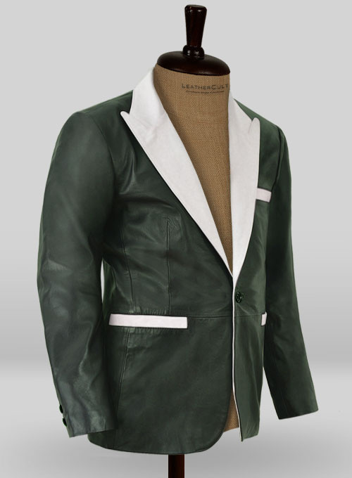 (image for) Soft Deep Olive Wax Hampton Leather Blazer - Click Image to Close