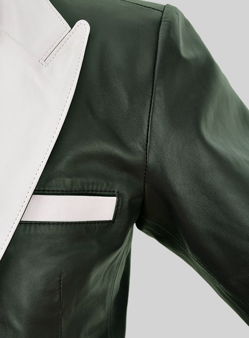(image for) Soft Deep Olive Wax Hampton Leather Blazer - Click Image to Close