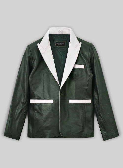 (image for) Soft Deep Olive Wax Hampton Leather Blazer - Click Image to Close