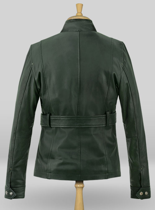 (image for) Soft Deep Olive Wax Rachel Weisz Whistleblower Leather Jacket - Click Image to Close