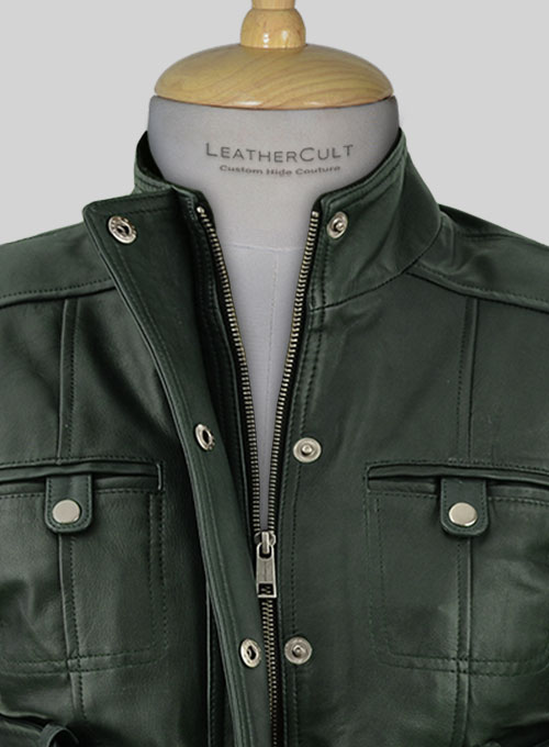 Soft Deep Olive Wax Rachel Weisz Whistleblower Leather Jacket - Click Image to Close