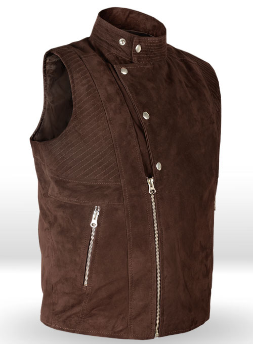 (image for) Soft Dark Brown Suede Leather Vest # 354 - Click Image to Close